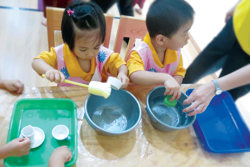Practical life activity - washing dishes